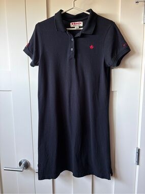 Roots Black Polo Dress with Red Maple Logo